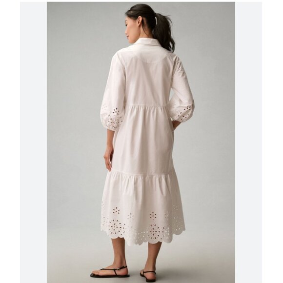 Anthropologie by Maeve The Bettina Tiered White Shirt Dress Size  S NWT - Picture 4 of 5